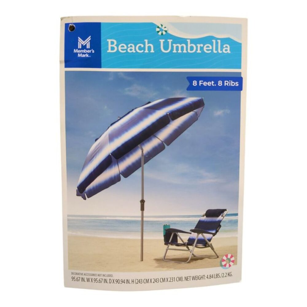 Member's Mark Easy Portable 8' Sun Protection Beach Umbrella - Ombre